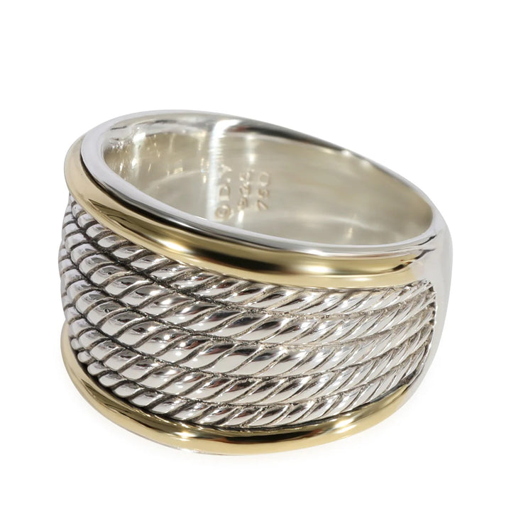 DAVID YURMAN FIVE ROW CABEL STERLING SILVER 18K GOLD RING