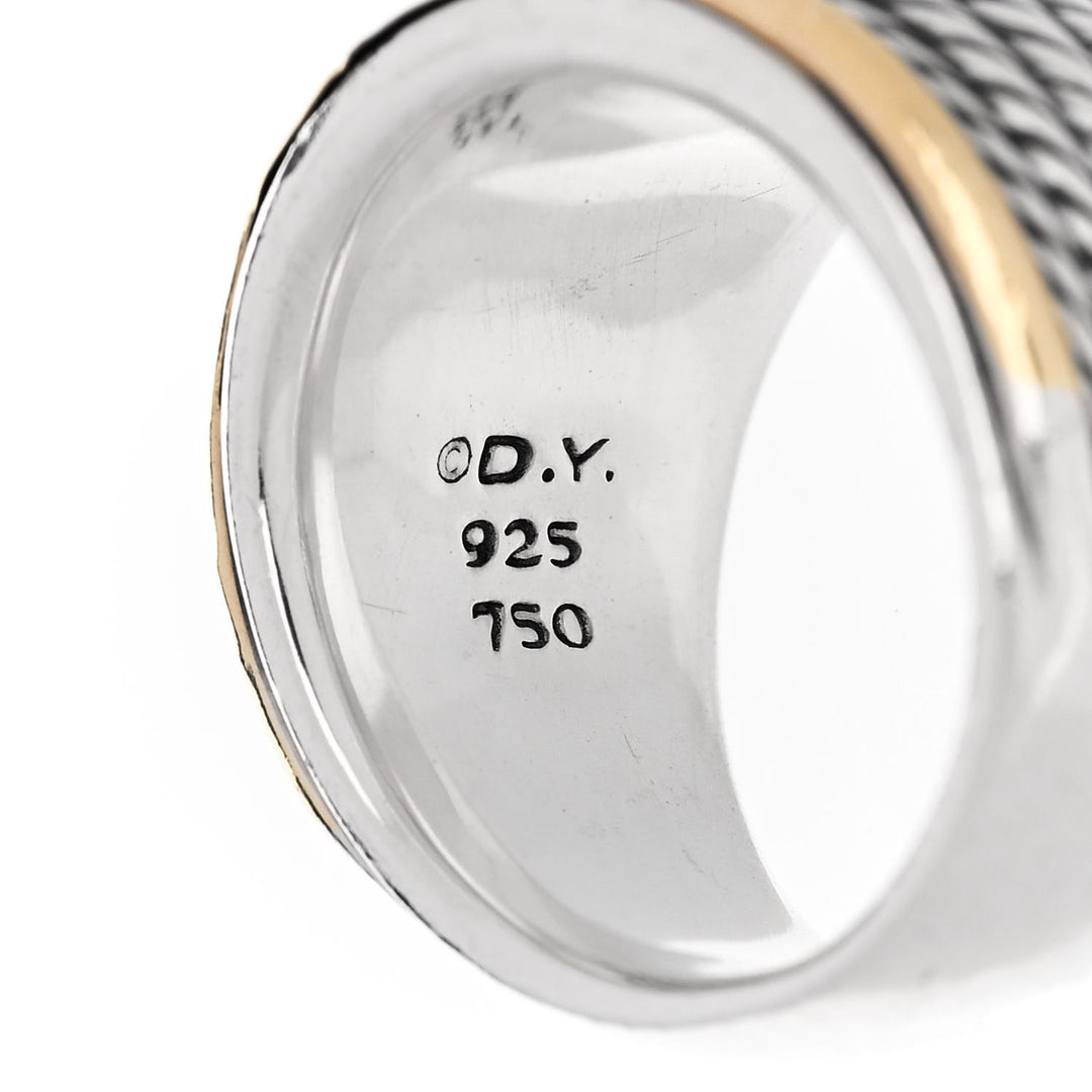 DAVID YURMAN FIVE ROW CABEL STERLING SILVER 18K GOLD RING