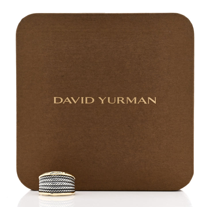 DAVID YURMAN FIVE ROW CABEL STERLING SILVER 18K GOLD RING