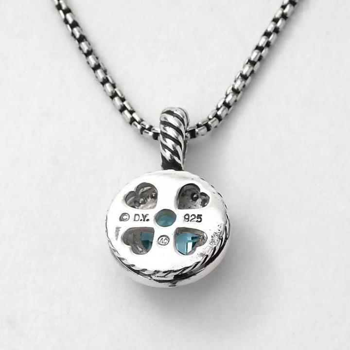DAVID YURMAN ALBION CERISE BLUE TOPAZ &amp; DIAMONDS SILVER NECKLACE