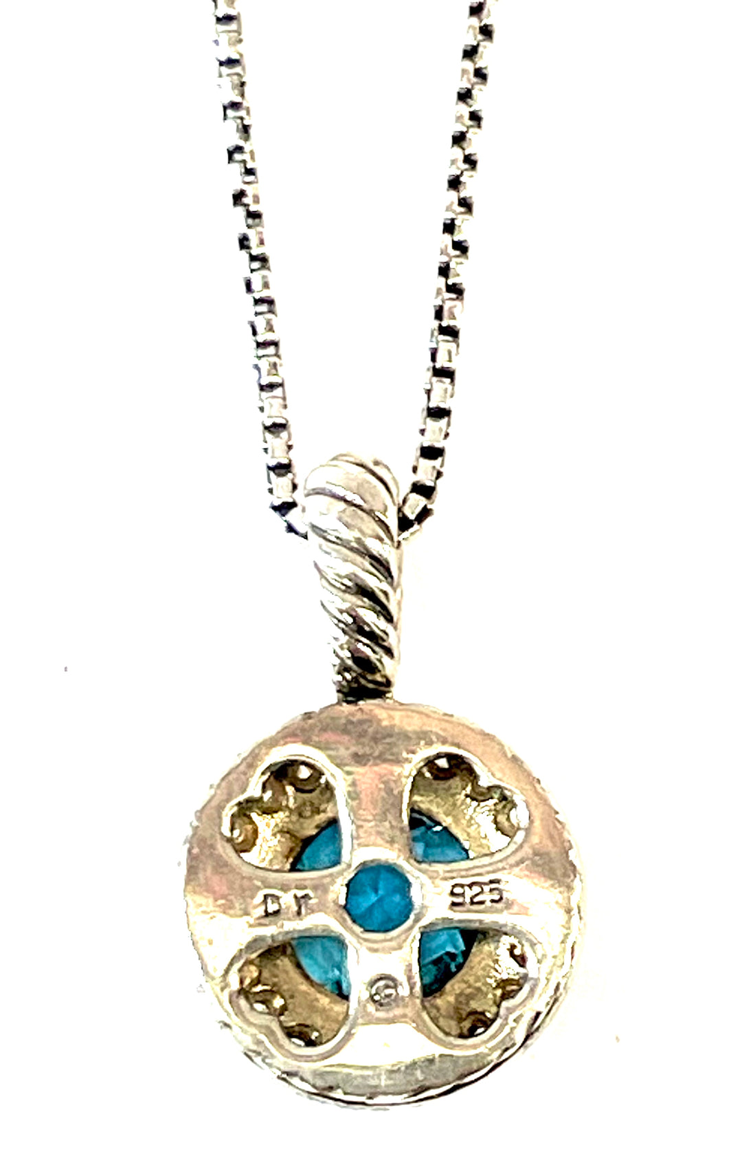 DAVID YURMAN ALBION CERISE BLUE TOPAZ &amp; DIAMONDS SILVER NECKLACE