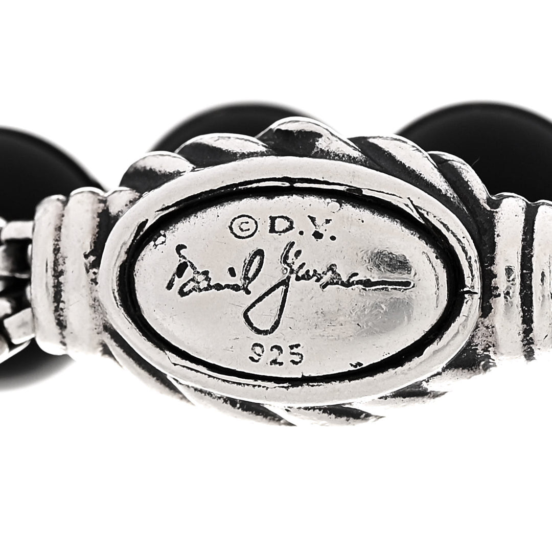 DY STERLING SILVER MATTE BLACL ONYX SPIRITUAL BEAD 8MM BRACELET