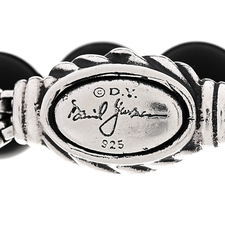 DY STERLING SILVER MATTE BLACL ONYX SPIRITUAL BEAD 8MM BRACELET