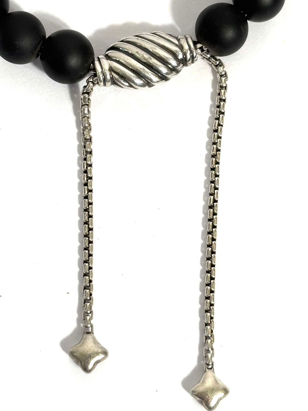 DY STERLING SILVER MATTE BLACL ONYX SPIRITUAL BEAD 8MM BRACELET