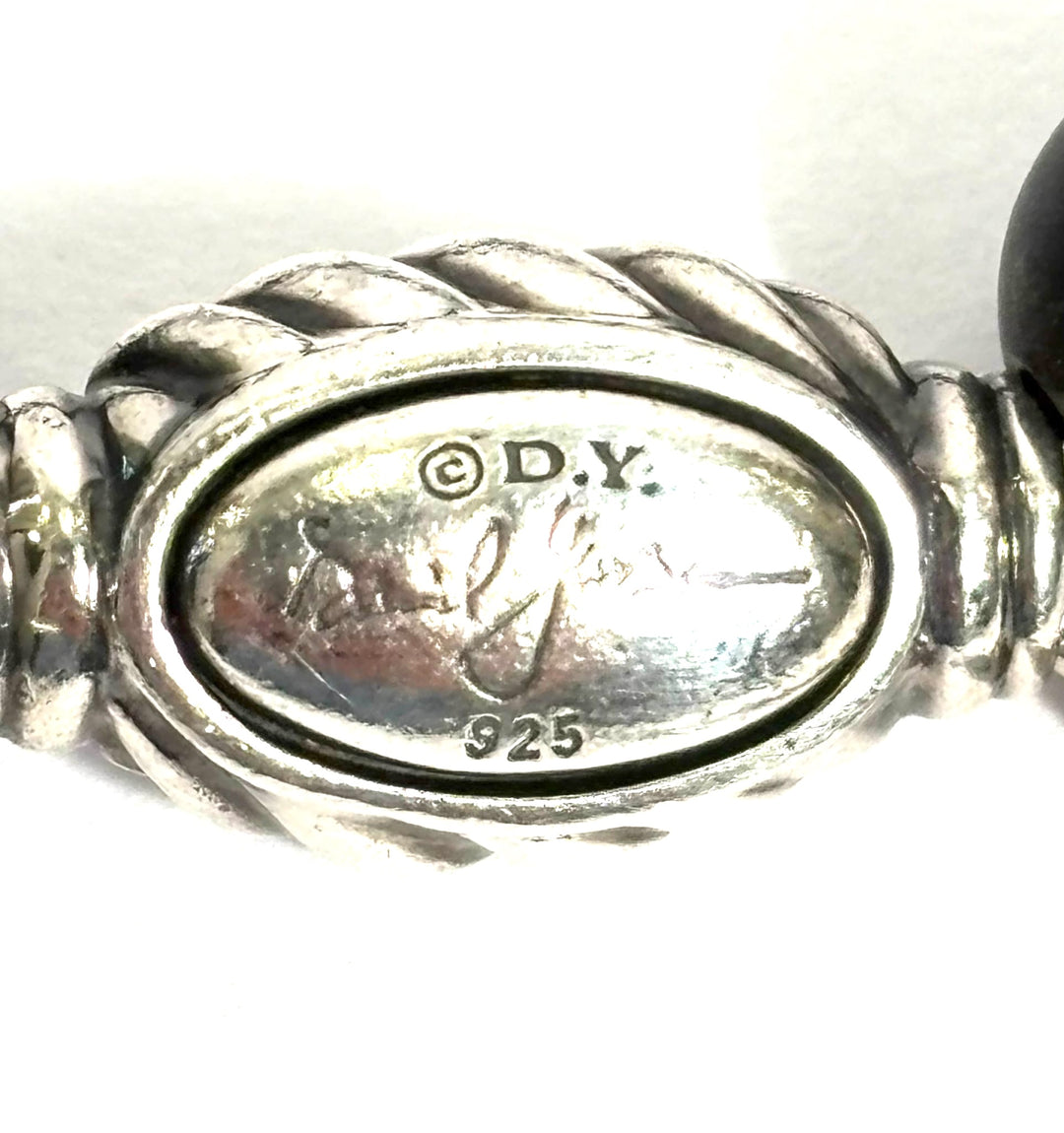 DY STERLING SILVER MATTE BLACL ONYX SPIRITUAL BEAD 8MM BRACELET