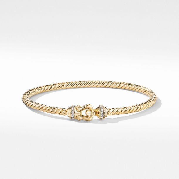 DAVID YURMAN BUCKLE CABLE COLLECTION 18K GOLD DIAMONDS BRACELET