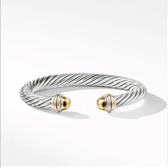 DAVID YURMAN STERLING SILVER 14K GOLD CABLE CLASSIC BRACELET