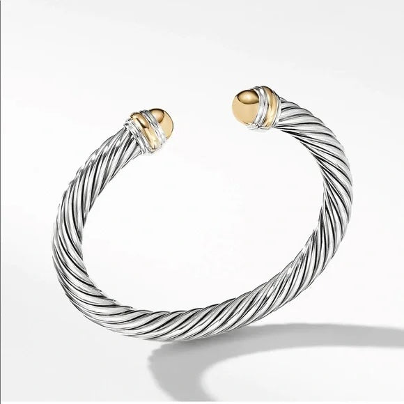 DAVID YURMAN STERLING SILVER 14K GOLD CABLE CLASSIC BRACELET