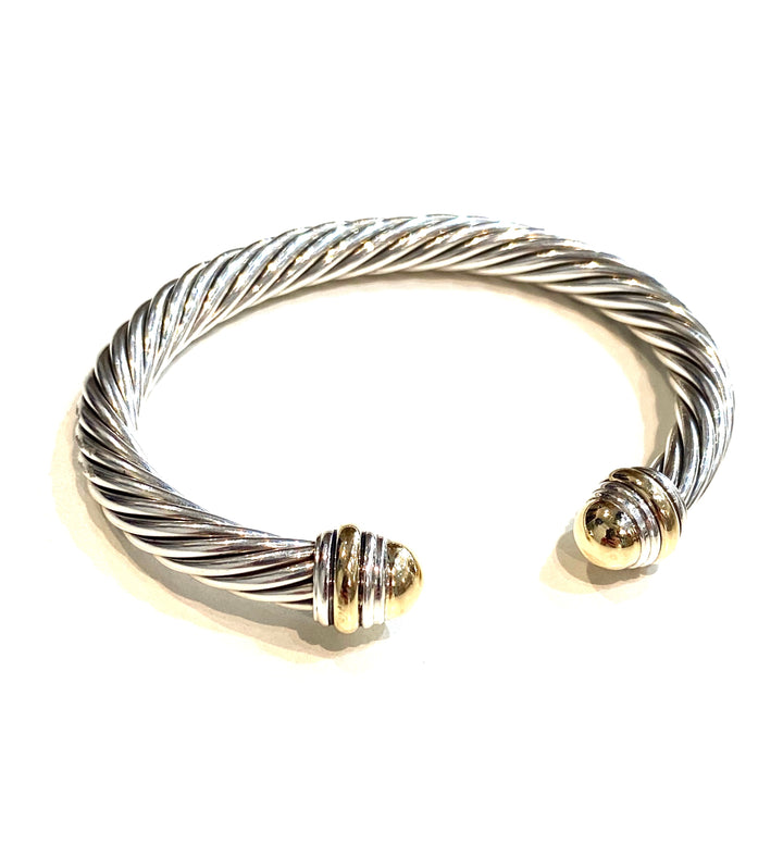 DAVID YURMAN STERLING SILVER 14K GOLD CABLE CLASSIC BRACELET