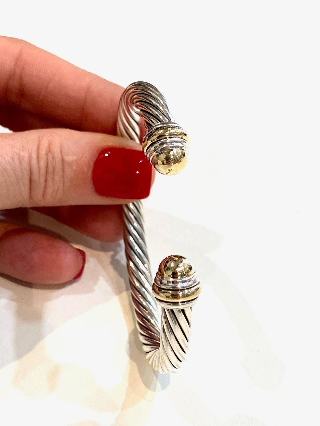 DAVID YURMAN STERLING SILVER 14K GOLD CABLE CLASSIC BRACELET