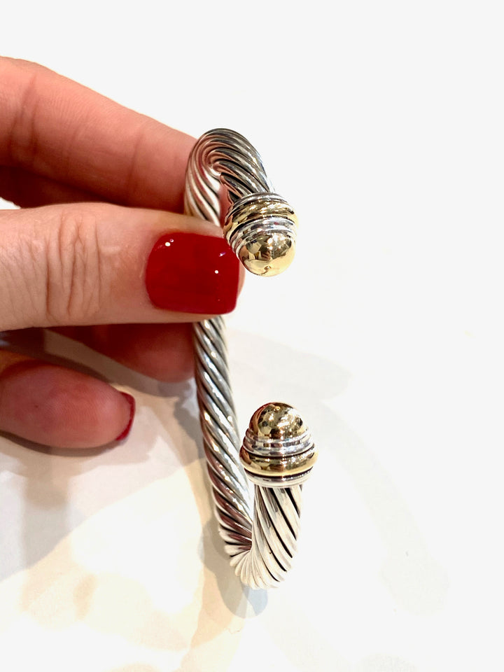 DAVID YURMAN STERLING SILVER 14K GOLD CABLE CLASSIC BRACELET