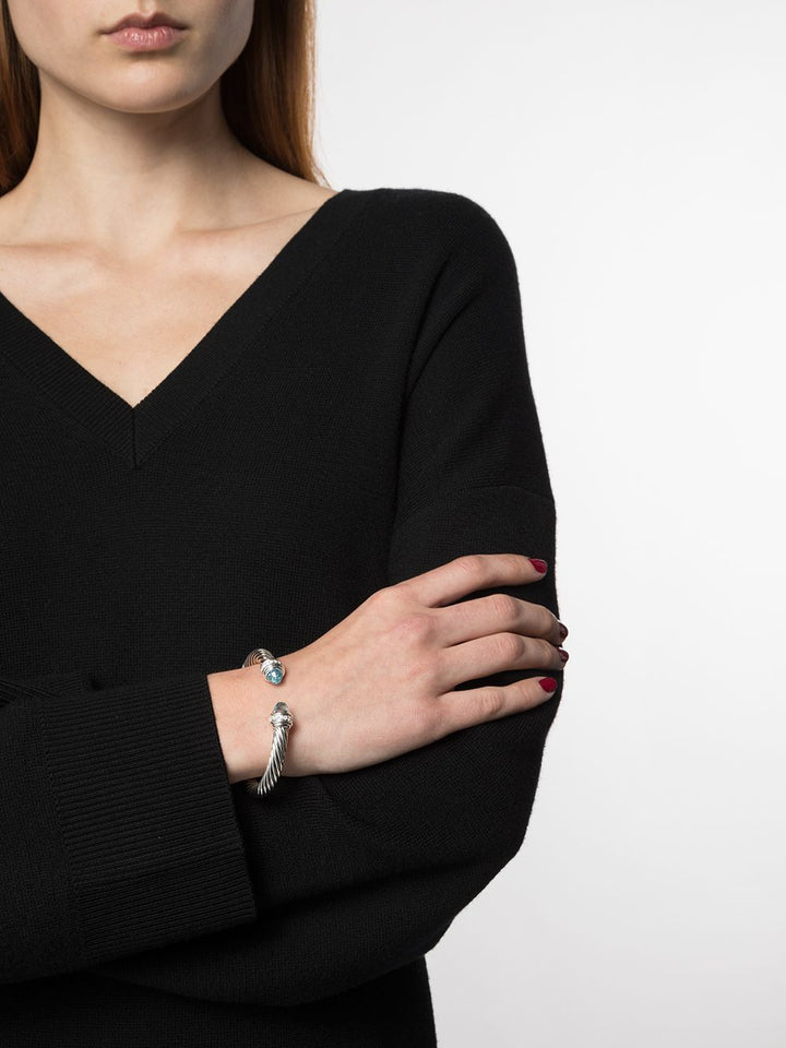 DAVID YURMAN CABLE COLLECTION® STERLING SILVER BLUE TOPAZ AND DIAMONDS BRACELET