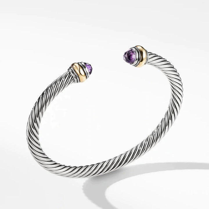 DAVID YURMAN CABLE COLLECTION® STERLING SILVER 14K GOLD AMETHYST BRACELET