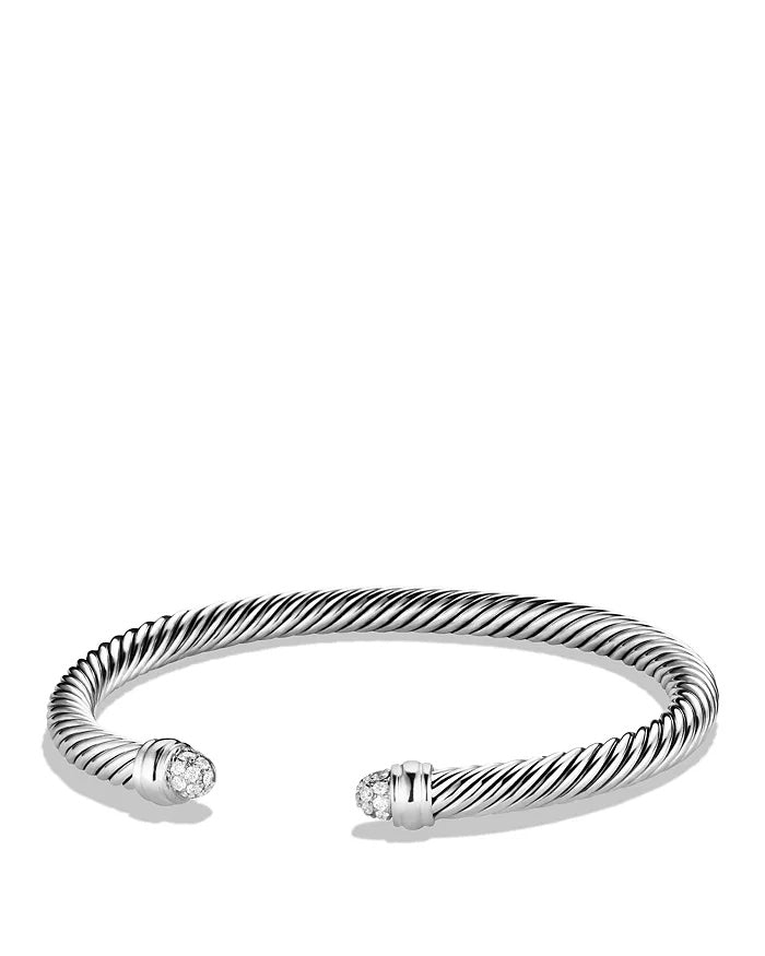 DAVID YURMAN CABLE CLASSICS STERLING SILVER DIAMONDS CAP BRACELET