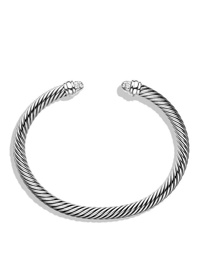 DAVID YURMAN CABLE CLASSICS STERLING SILVER DIAMONDS CAP BRACELET
