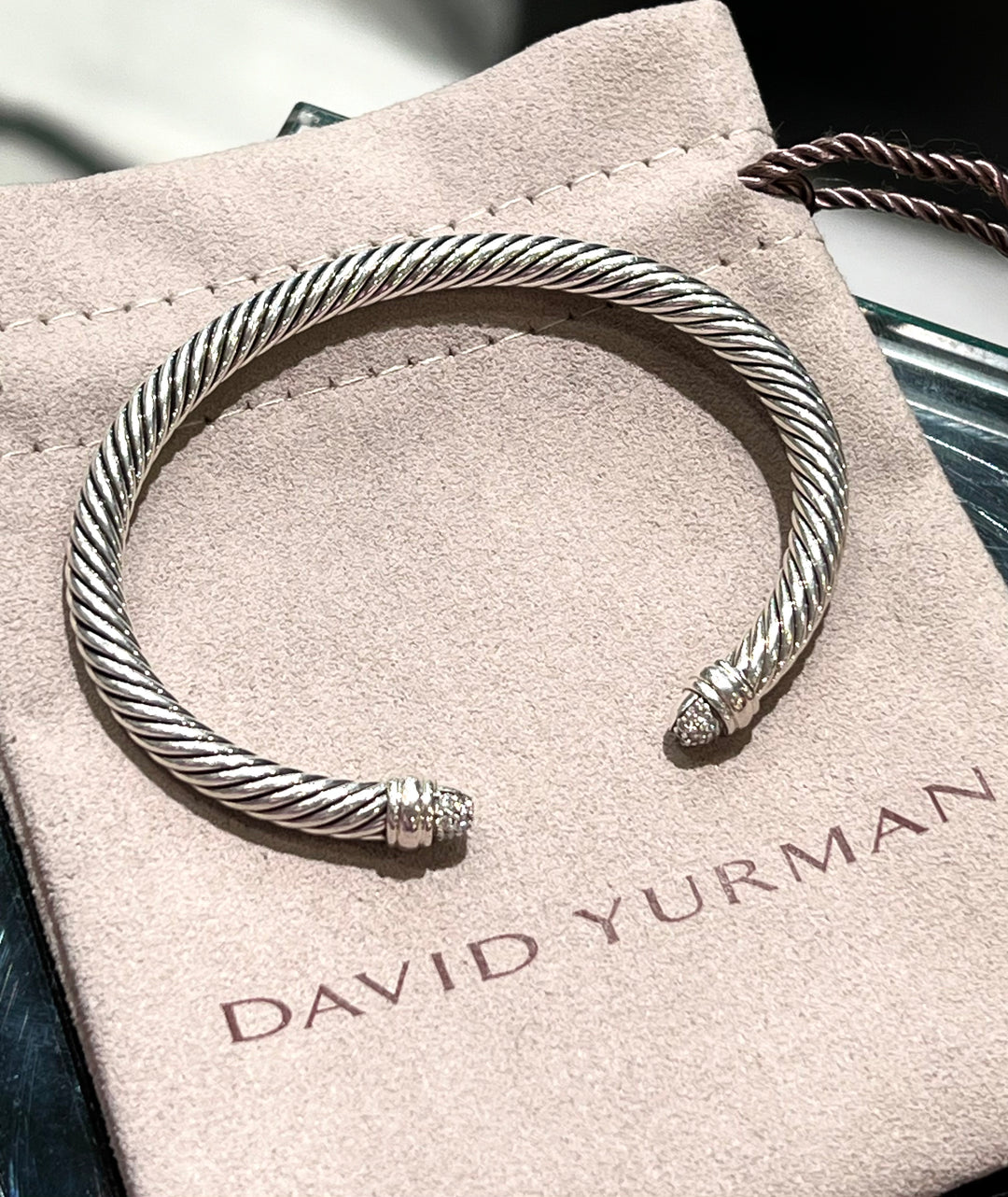 DAVID YURMAN CABLE CLASSICS STERLING SILVER DIAMONDS CAP BRACELET