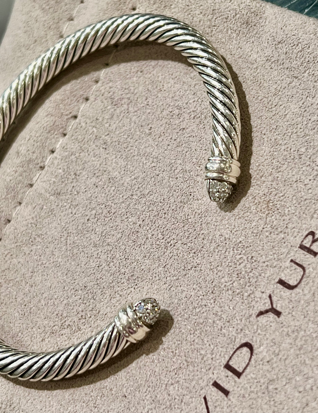 DAVID YURMAN CABLE CLASSICS STERLING SILVER DIAMONDS CAP BRACELET
