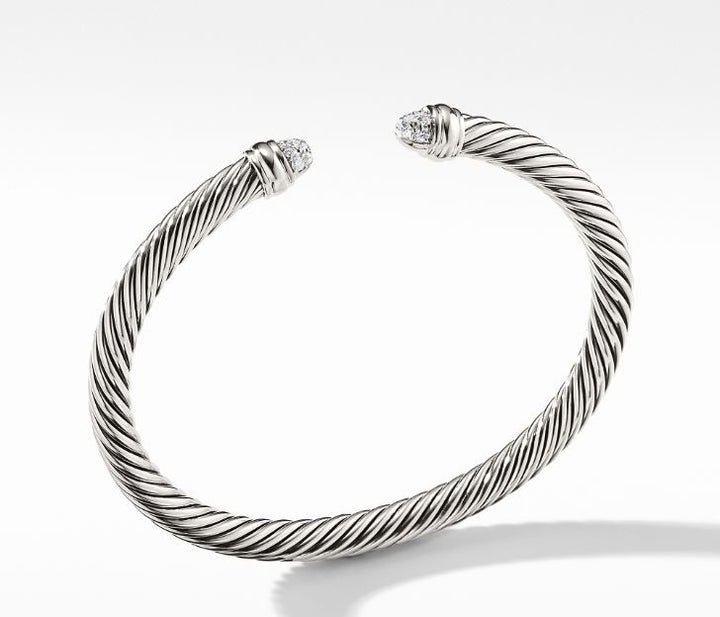 DAVID YURMAN CABLE CLASSICS STERLING SILVER DIAMONDS CAP BRACELET