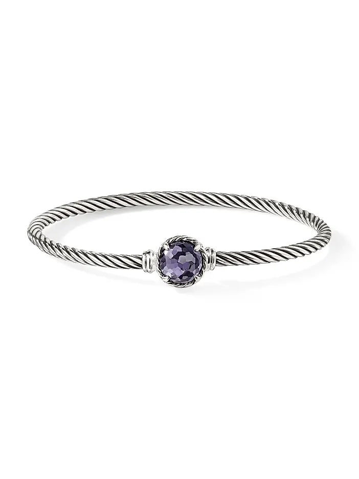 DAVID YURMAN CHÂTELAINE STERLING SILVER AMETHYST CABLE BRACELET