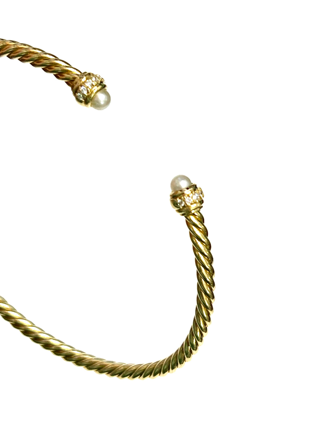 DAVID YURMAN CLASSIC CABELSPIRA® 18K GOLD DIAMONDS &amp; PEARLS 3MM BRACELET