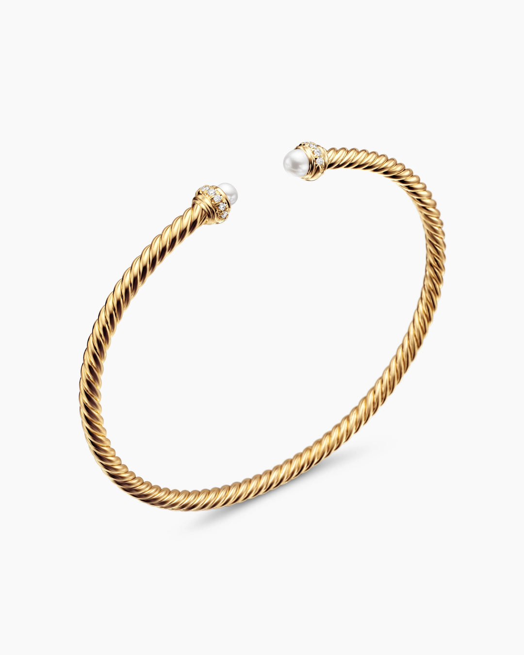 DAVID YURMAN CLASSIC CABELSPIRA® 18K GOLD DIAMONDS &amp; PEARLS 3MM BRACELET