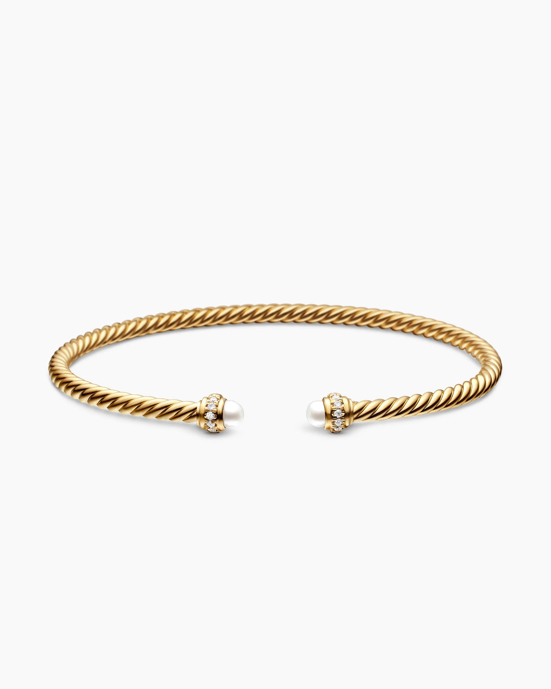 DAVID YURMAN CLASSIC CABELSPIRA® 18K GOLD DIAMONDS &amp; PEARLS 3MM BRACELET