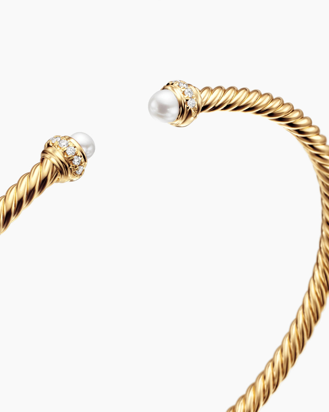 DAVID YURMAN CLASSIC CABELSPIRA® 18K GOLD DIAMONDS &amp; PEARLS 3MM BRACELET