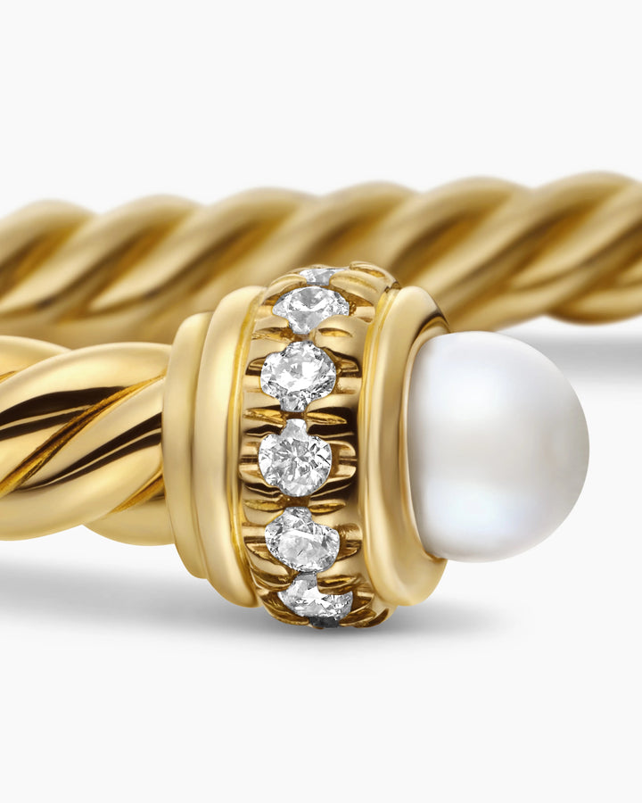 DAVID YURMAN CLASSIC CABELSPIRA® 18K GOLD DIAMONDS &amp; PEARLS 3MM BRACELET