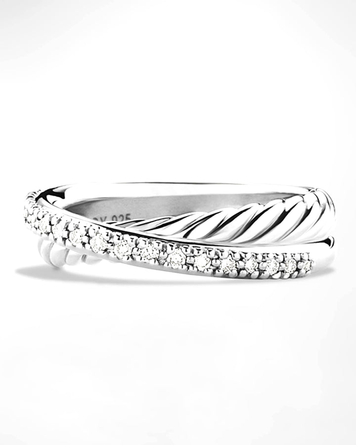 DAVID YURMAN STERLING SILVER &amp; DIAMONDS CROSSOVER RING