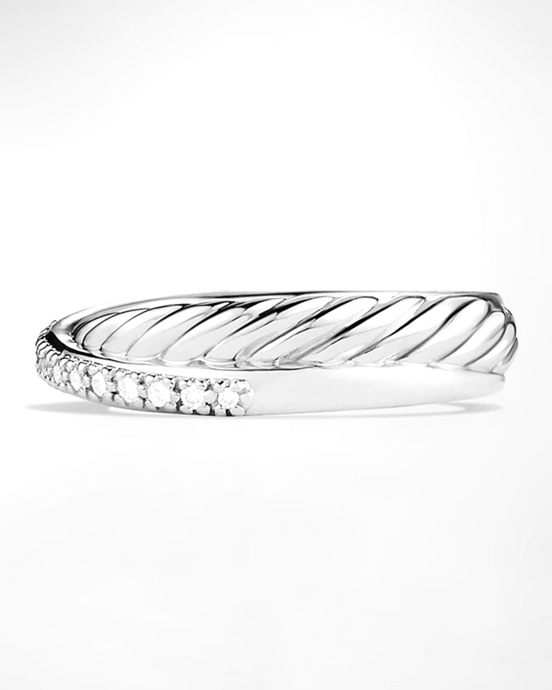 DAVID YURMAN STERLING SILVER &amp; DIAMONDS CROSSOVER RING