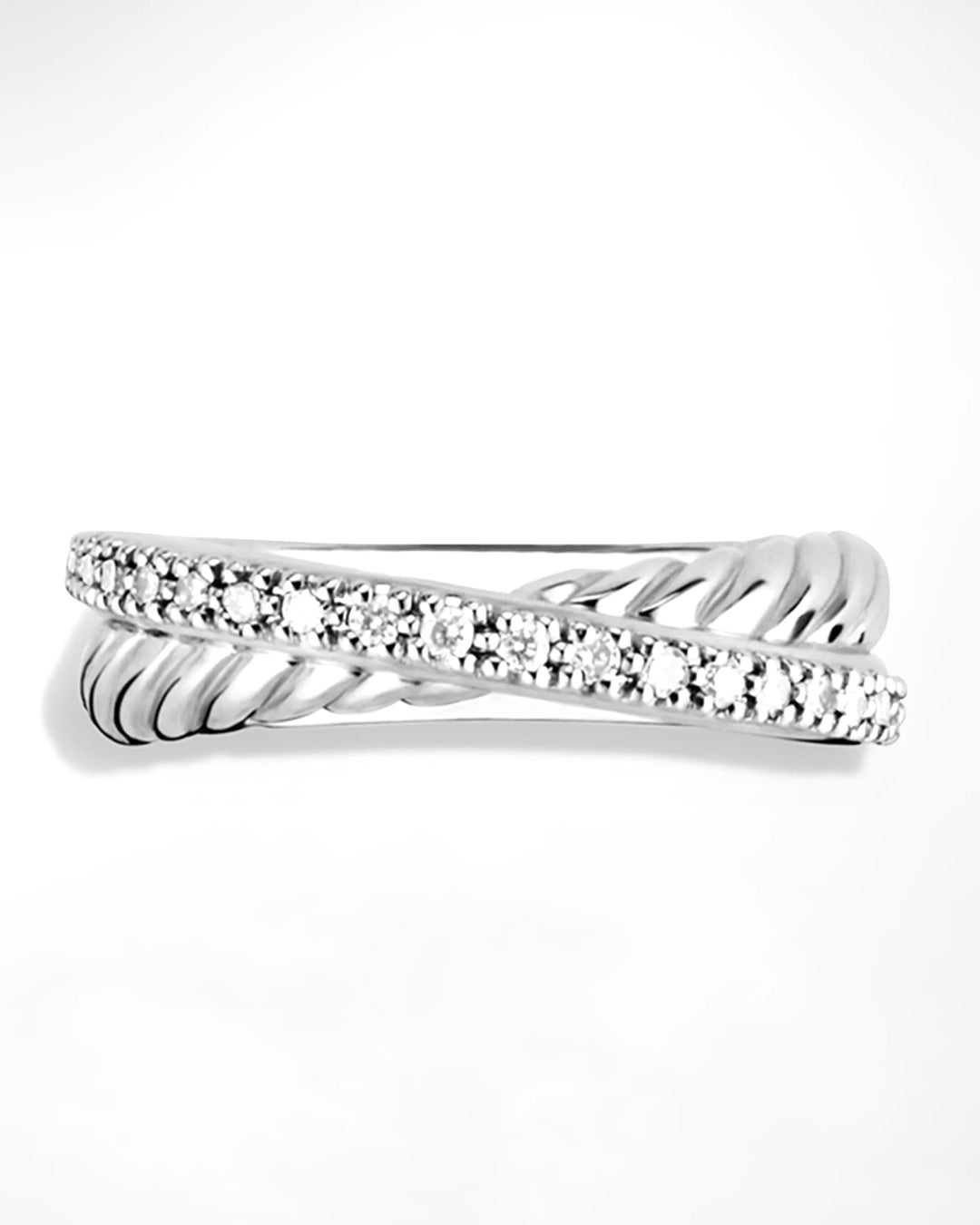 DAVID YURMAN STERLING SILVER &amp; DIAMONDS CROSSOVER RING