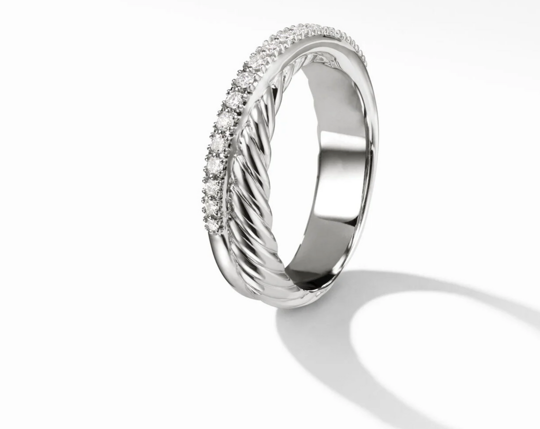 DAVID YURMAN STERLING SILVER &amp; DIAMONDS CROSSOVER RING