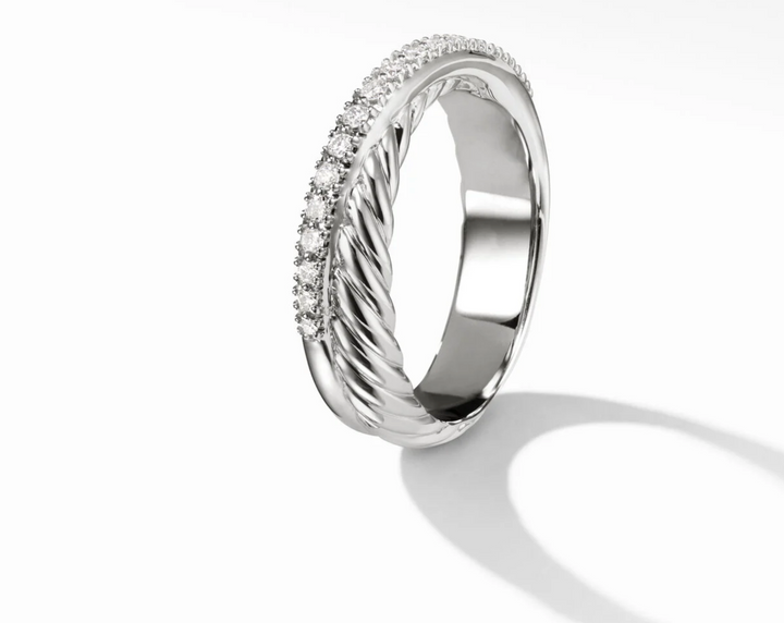 DAVID YURMAN STERLING SILVER &amp; DIAMONDS CROSSOVER RING