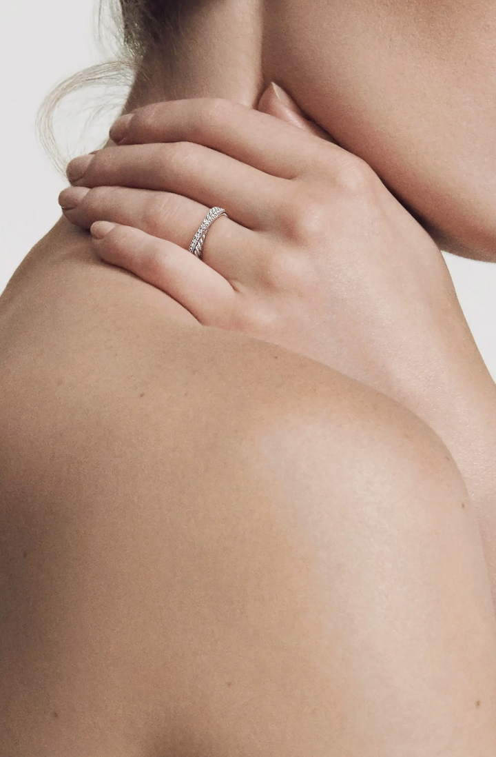 DAVID YURMAN STERLING SILVER &amp; DIAMONDS CROSSOVER RING