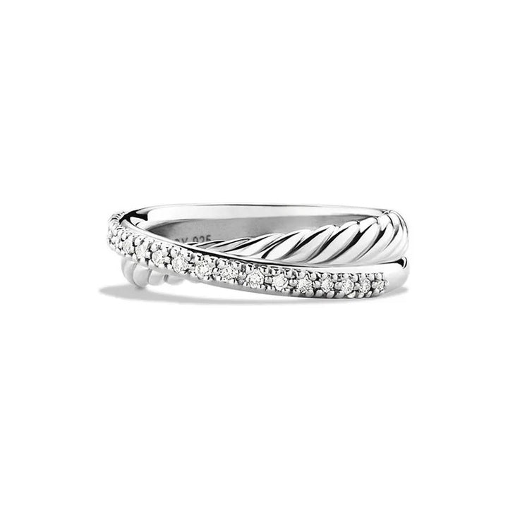 DAVID YURMAN STERLING SILVER &amp; DIAMONDS CROSSOVER RING