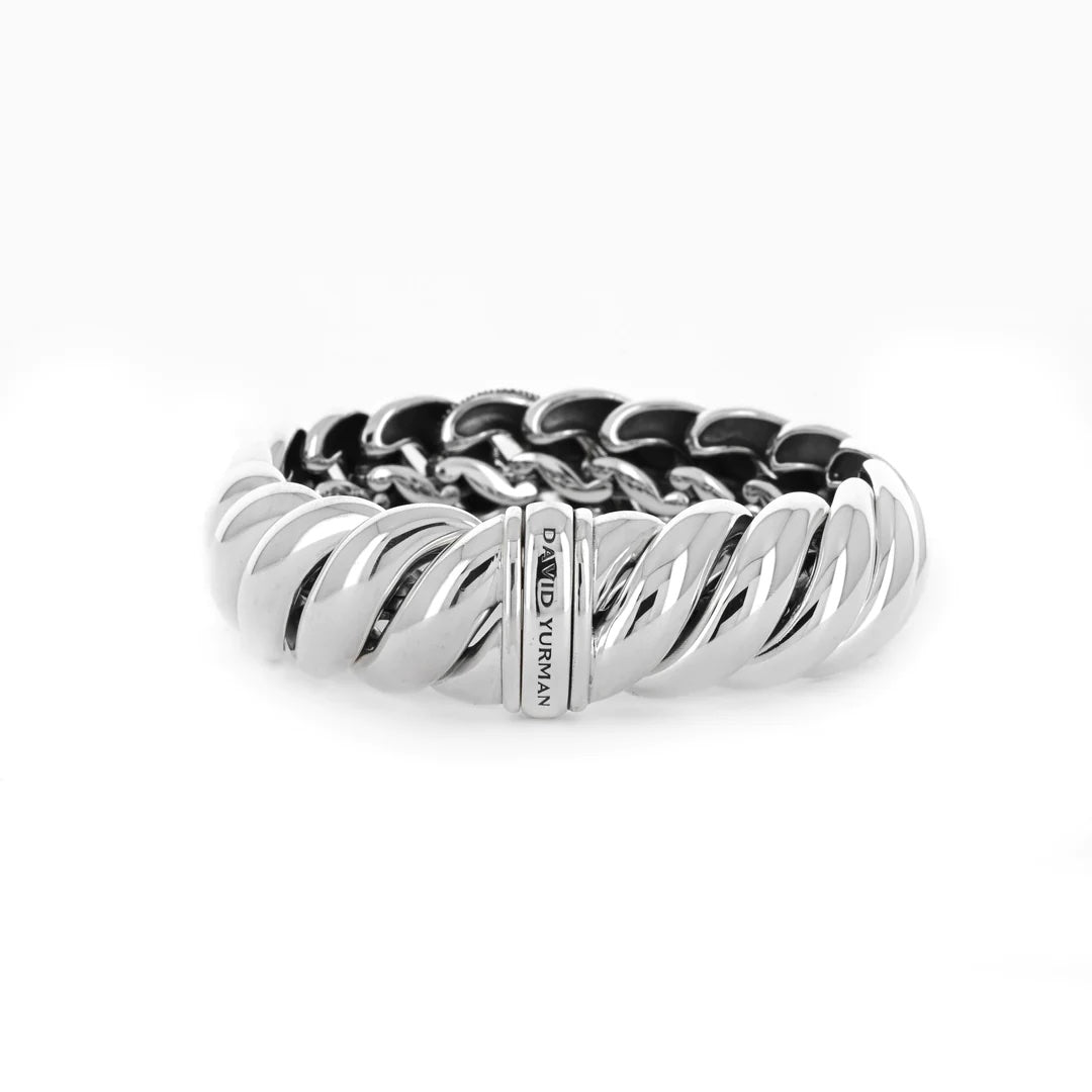 DAVID YURMAN MIDNIGHT MELANGE BLACK DIAMOND SILVER SCULPTED CABLE BRACELET