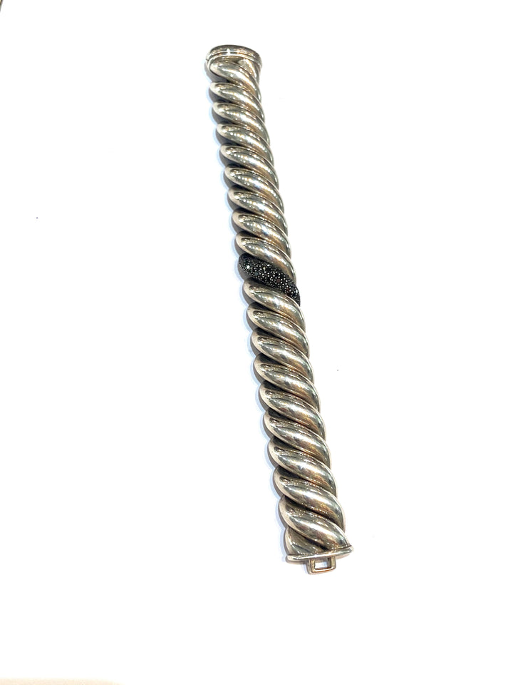 DAVID YURMAN MIDNIGHT MELANGE BLACK DIAMOND SILVER SCULPTED CABLE BRACELET
