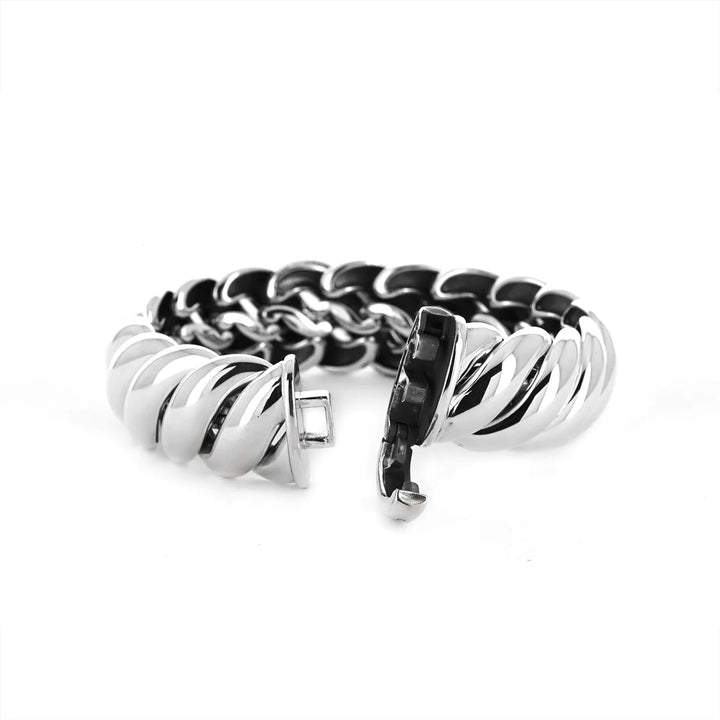 DAVID YURMAN MIDNIGHT MELANGE BLACK DIAMOND SILVER SCULPTED CABLE BRACELET