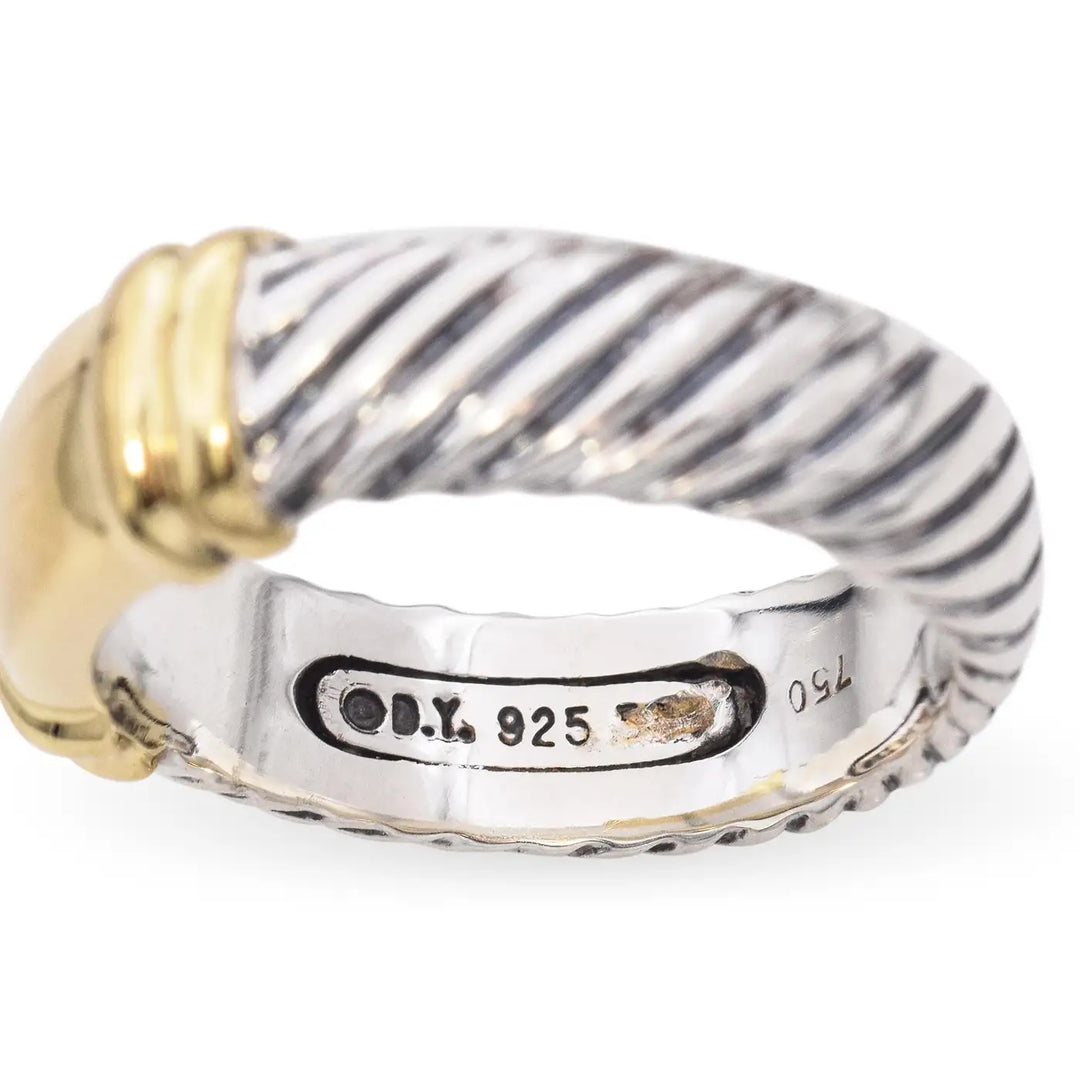 DAVID YURMAN STERLING SILVER &amp; 18K GOLD METRO CLASSIC CABLE RING