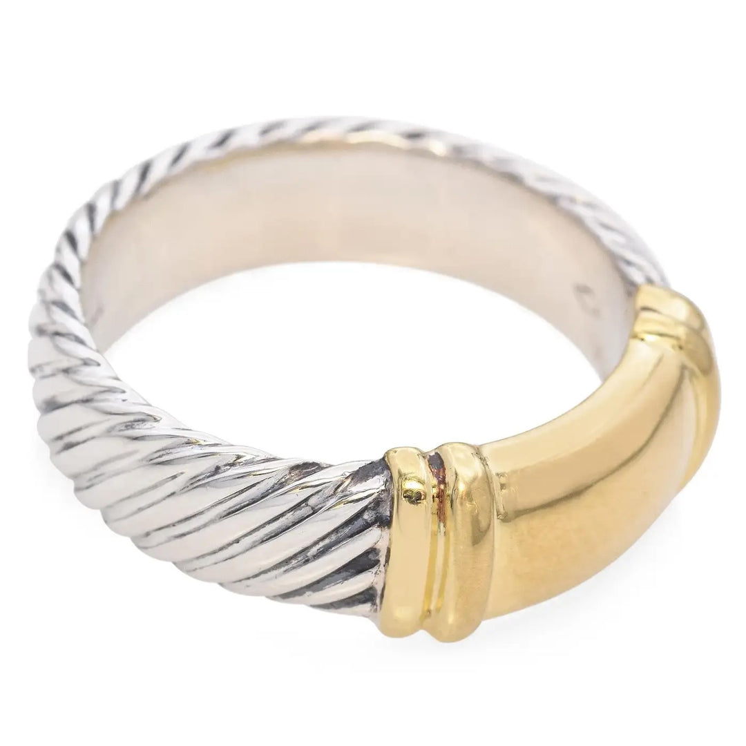 DAVID YURMAN STERLING SILVER &amp; 18K GOLD METRO CLASSIC CABLE RING