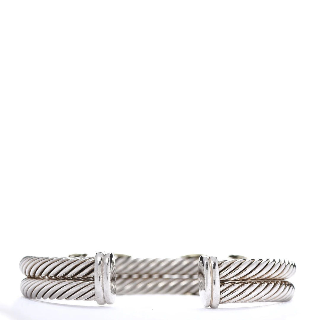 DY STERLING SILVER 14K GOLD DOUBLE X STATION CUFF BRACELET