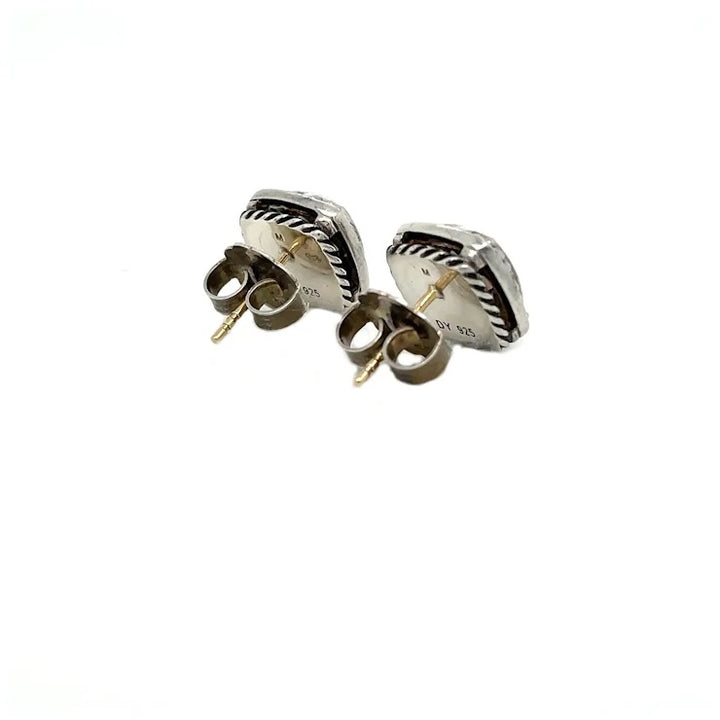 DAVID YURMAN ALBION SMOKY QUARTZ DIMOND TWO TONE EARRINGS
