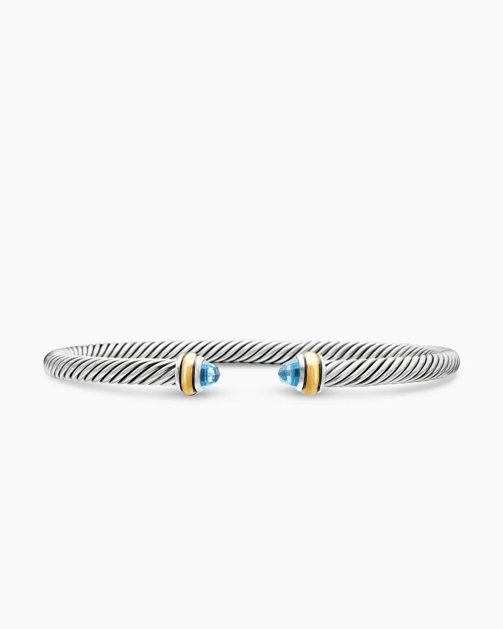 D.Y STERLING SILVER, 18K GOLD &amp; BLUE TOPAZ CABLE BRACELET