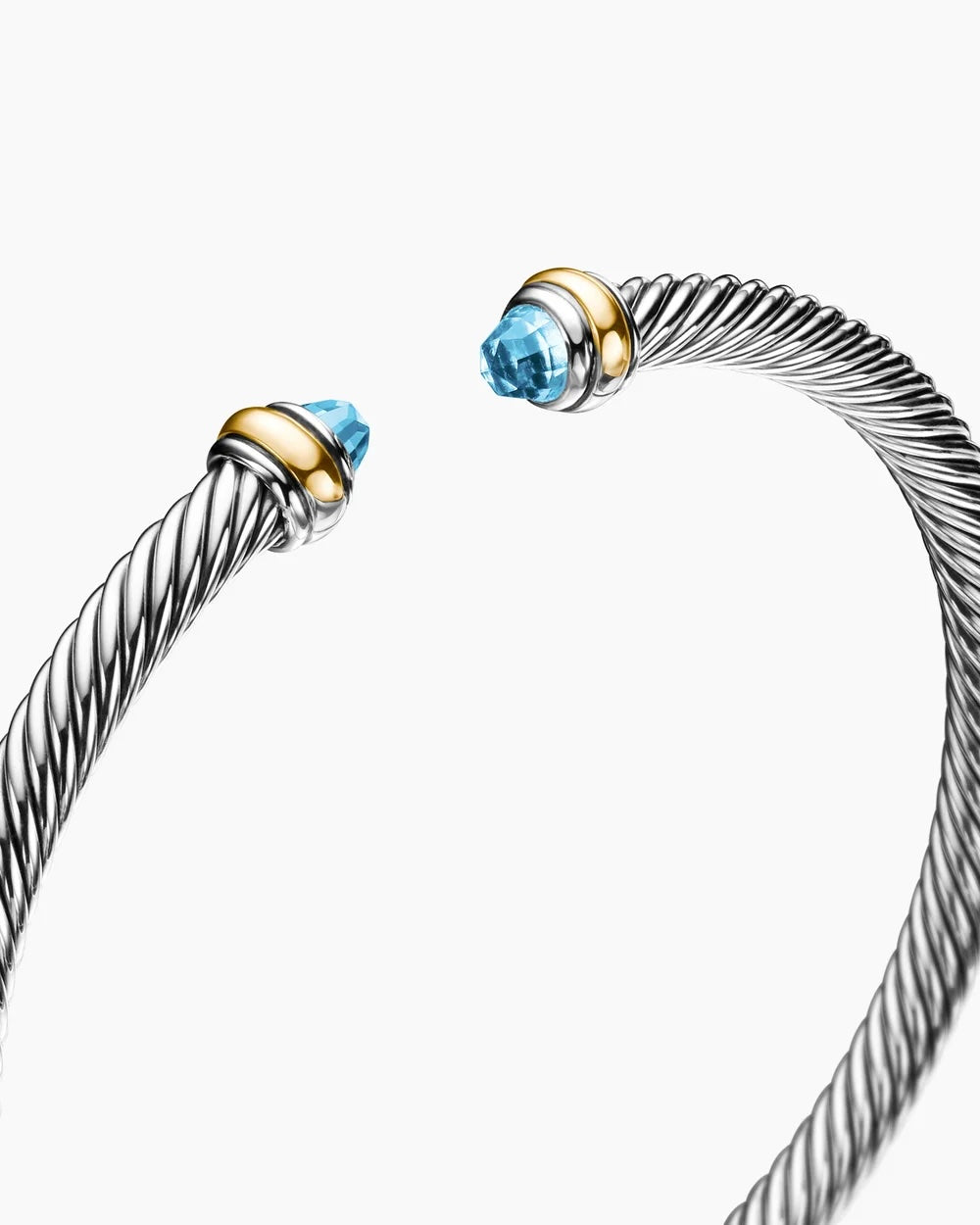D.Y STERLING SILVER, 18K GOLD &amp; BLUE TOPAZ CABLE BRACELET