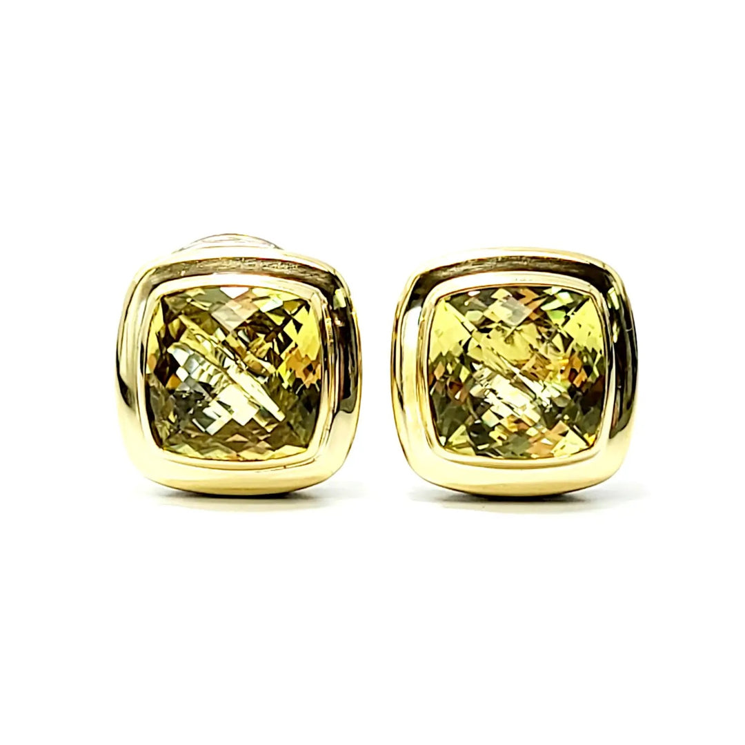 DAVID YURMAN SILVER 18K GOLD LEMON CITRINE ALBION EARRINGS