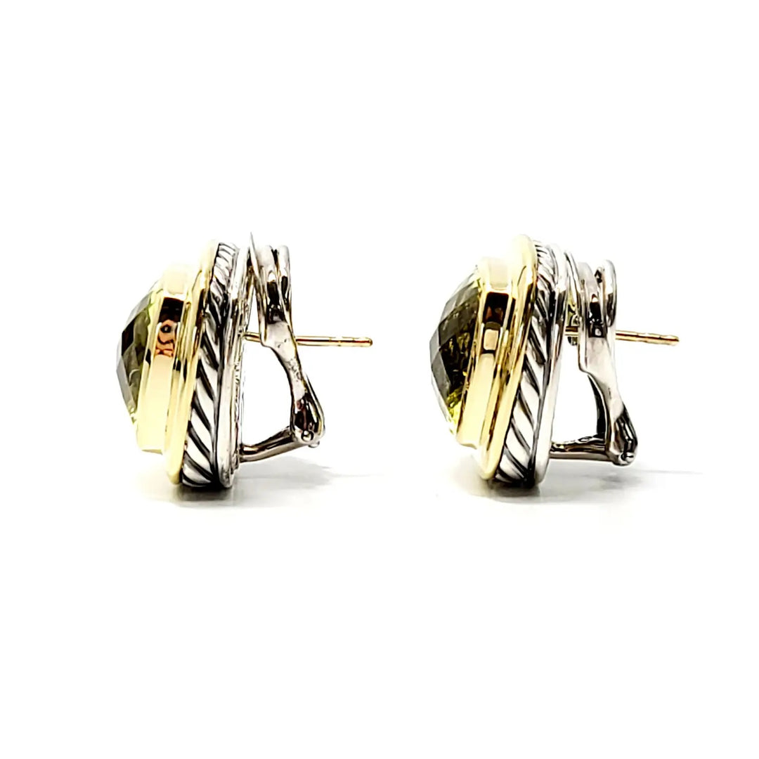 DAVID YURMAN SILVER 18K GOLD LEMON CITRINE ALBION EARRINGS
