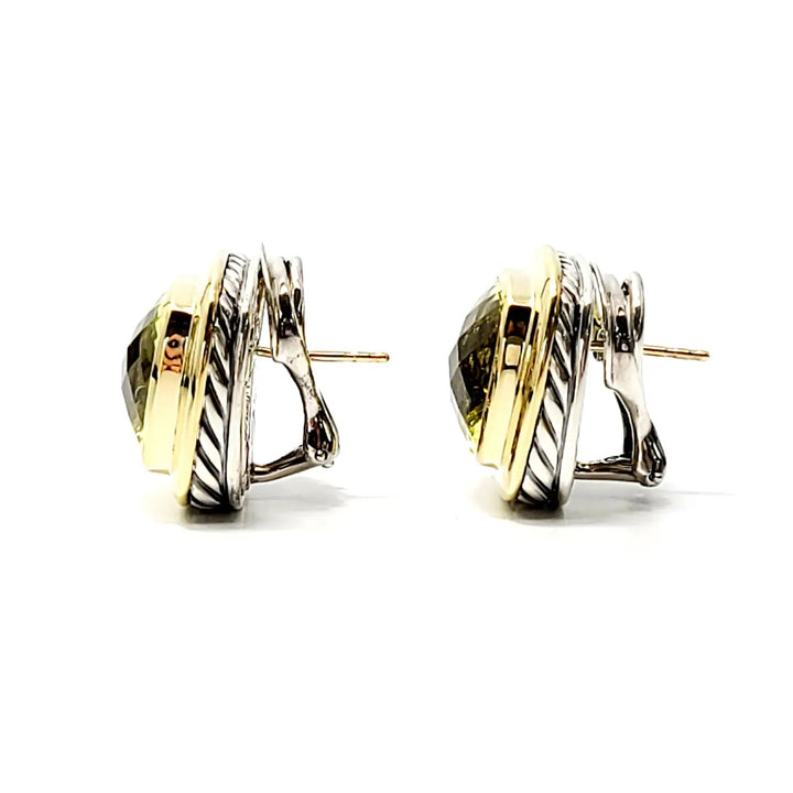 DAVID YURMAN SILVER 18K GOLD LEMON CITRINE ALBION EARRINGS