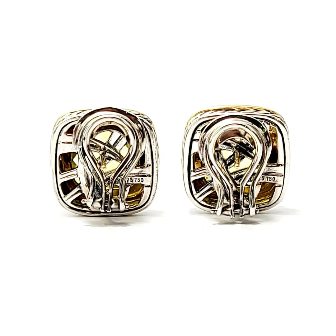 DAVID YURMAN SILVER 18K GOLD LEMON CITRINE ALBION EARRINGS
