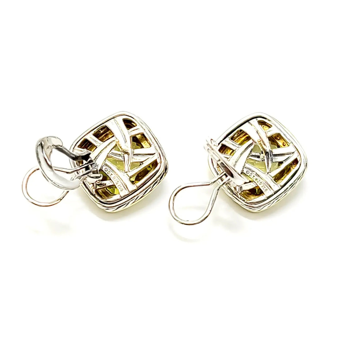 DAVID YURMAN SILVER 18K GOLD LEMON CITRINE ALBION EARRINGS