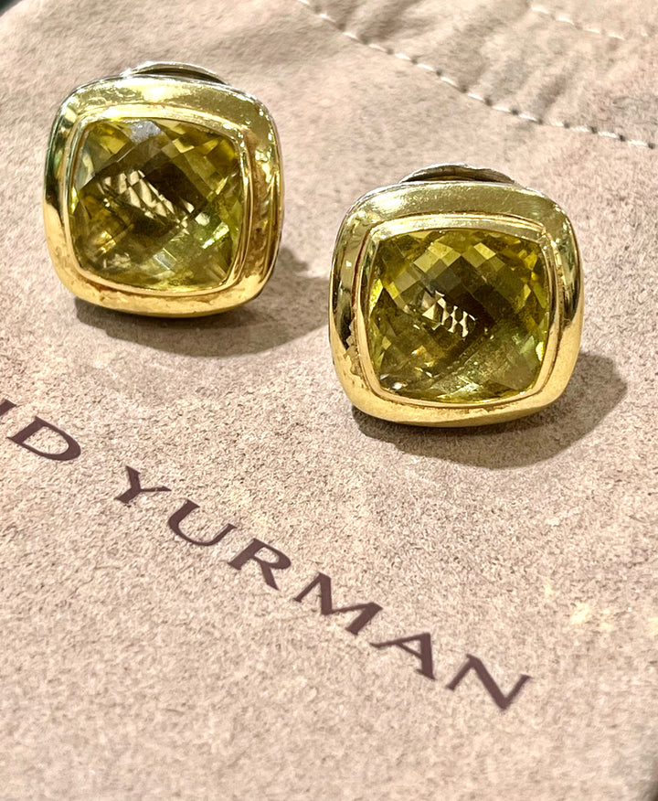 DAVID YURMAN SILVER 18K GOLD LEMON CITRINE ALBION EARRINGS